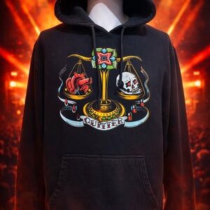 Cameron Whitcomb 2023 Quitter Tour Merch Hoodie Black Flame Graphic 2023 Sz M